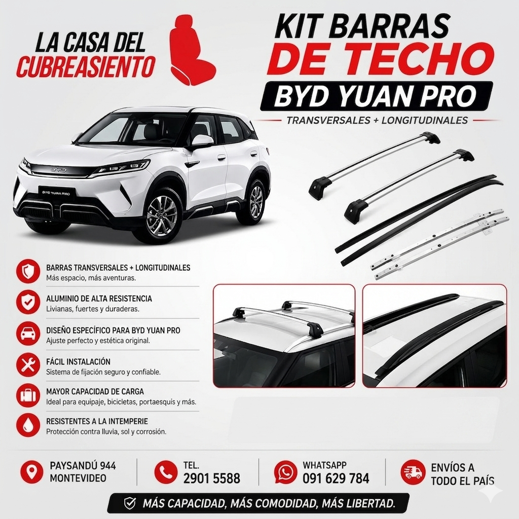 Kit Barras de Techo BYD Yuan Pro - Transversales + Longitudinales